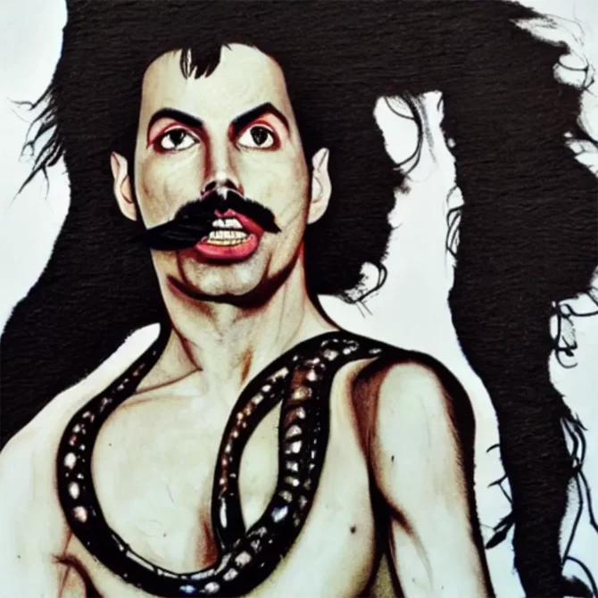 Freddie Mercury in the style of Wangechi Mutu     6